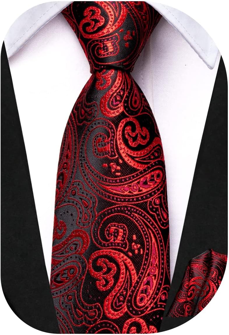 Dubulle Ties for Boys Self Tie Silk Paisely Striped Kids Necktie and Pocket Square Set for Age 8-11 - Image 1